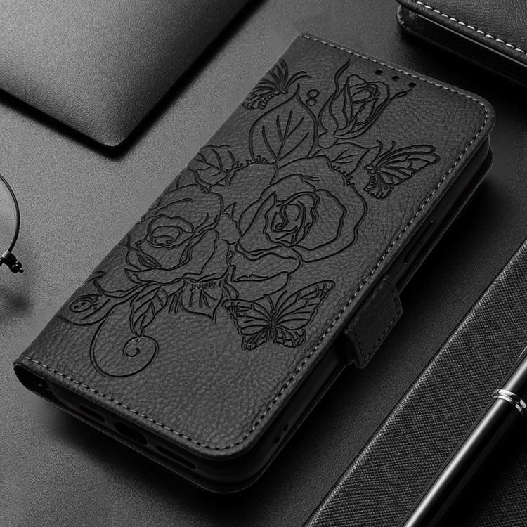 For Blackview Shark 6 Embossed Rose RFID Anti-theft Leather Phone Case