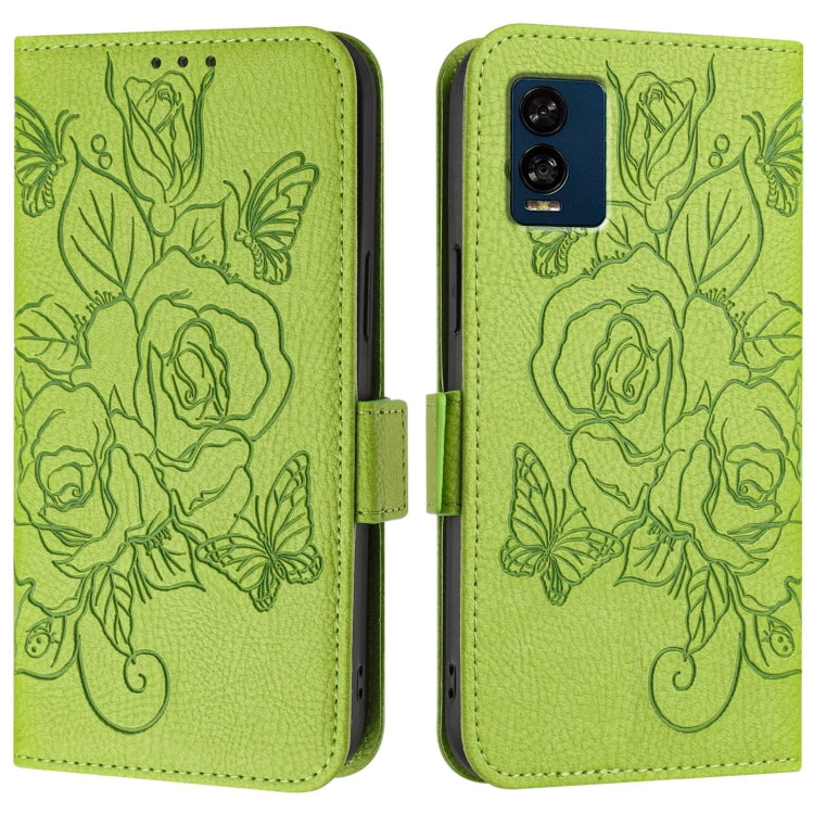 For BLU View Speed 5G B1550VL Embossed Rose RFID Anti-theft Leather Phone Case