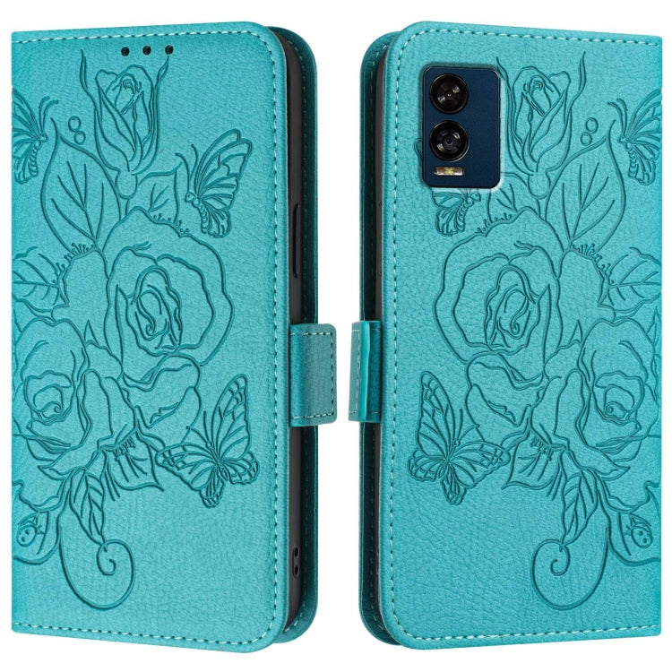 For BLU View Speed 5G B1550VL Embossed Rose RFID Anti-theft Leather Phone Case