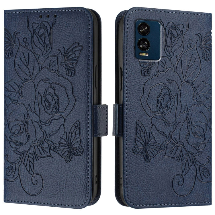 For BLU View Speed 5G B1550VL Embossed Rose RFID Anti-theft Leather Phone Case