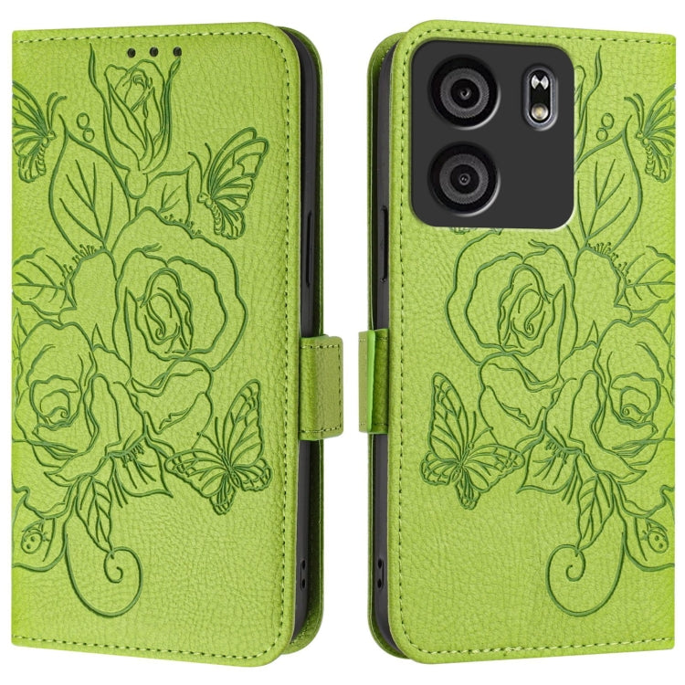 For BLU View 5 Embossed Rose RFID Anti-theft Leather Phone Case