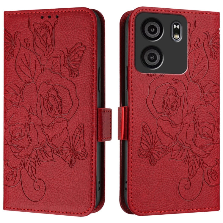For BLU View 5 Embossed Rose RFID Anti-theft Leather Phone Case