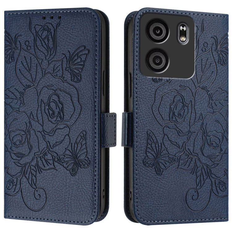 For BLU View 5 Embossed Rose RFID Anti-theft Leather Phone Case
