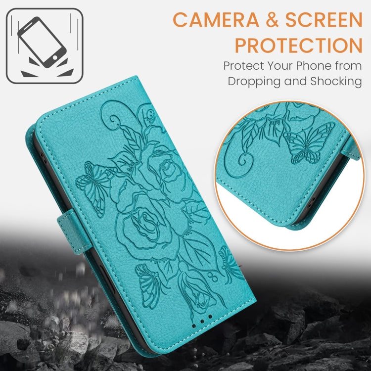 For BLU View 5 Pro Embossed Rose RFID Anti-theft Leather Phone Case