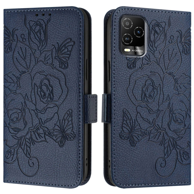 For BLU View 5 Pro Embossed Rose RFID Anti-theft Leather Phone Case
