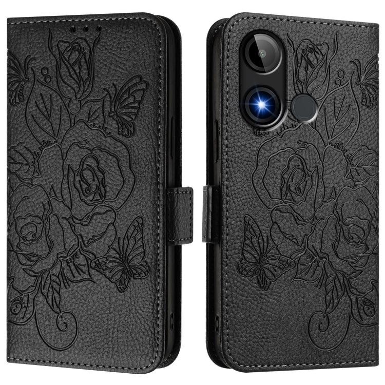 For BLU C9 Embossed Rose RFID Anti-theft Leather Phone Case