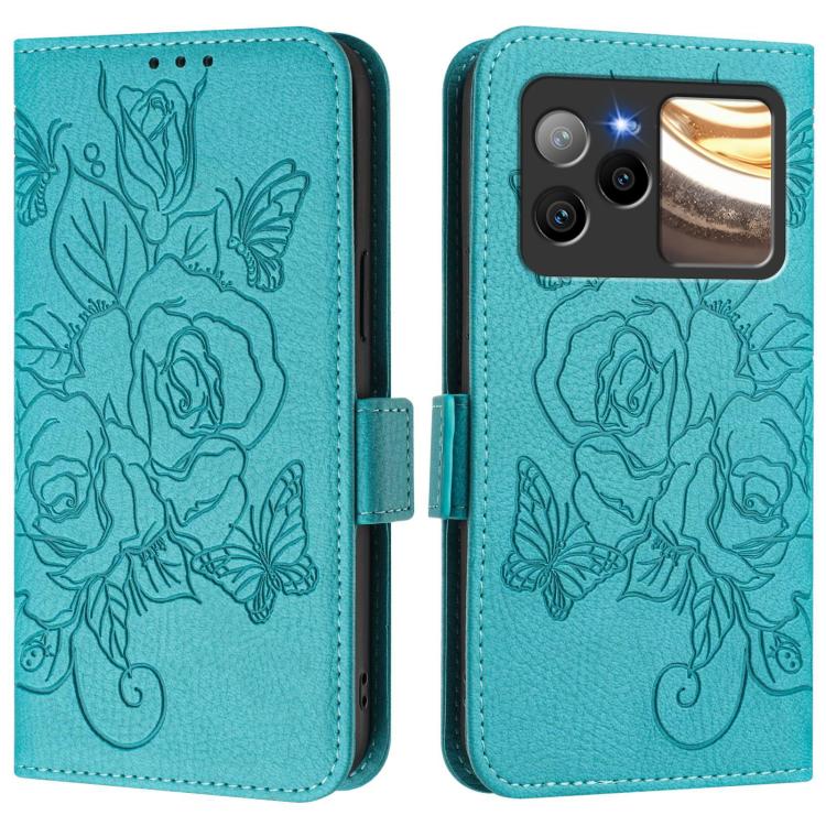 For BLU Bold N4 Embossed Rose RFID Anti-theft Leather Phone Case
