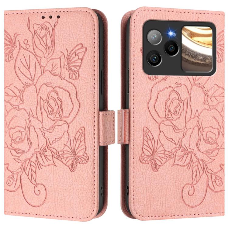 For BLU Bold N4 Embossed Rose RFID Anti-theft Leather Phone Case