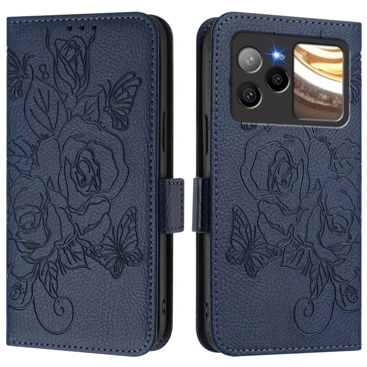 For BLU Bold N4 Embossed Rose RFID Anti-theft Leather Phone Case