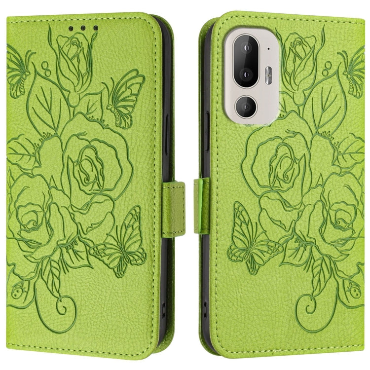 For HTC U24 Pro Embossed Rose RFID Anti-theft Leather Phone Case
