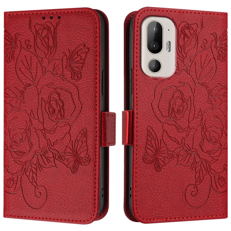 For HTC U24 Pro Embossed Rose RFID Anti-theft Leather Phone Case