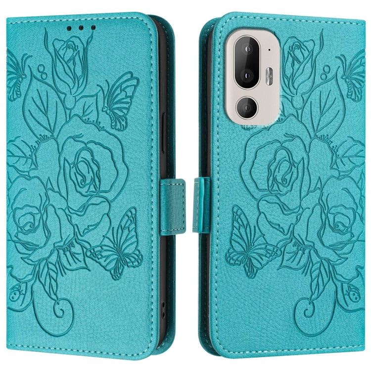 For HTC U24 Pro Embossed Rose RFID Anti-theft Leather Phone Case