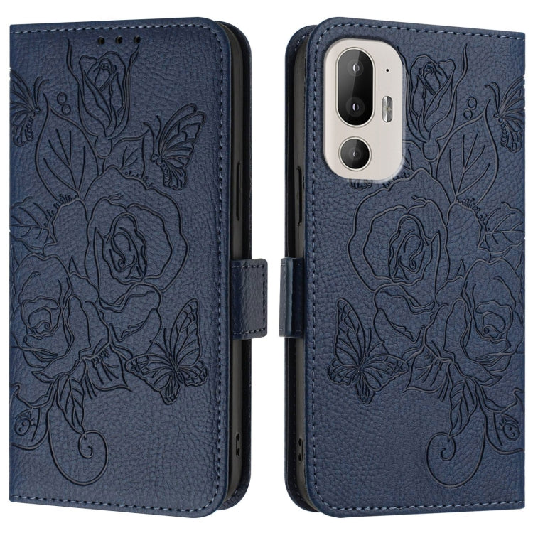 For HTC U24 Pro Embossed Rose RFID Anti-theft Leather Phone Case