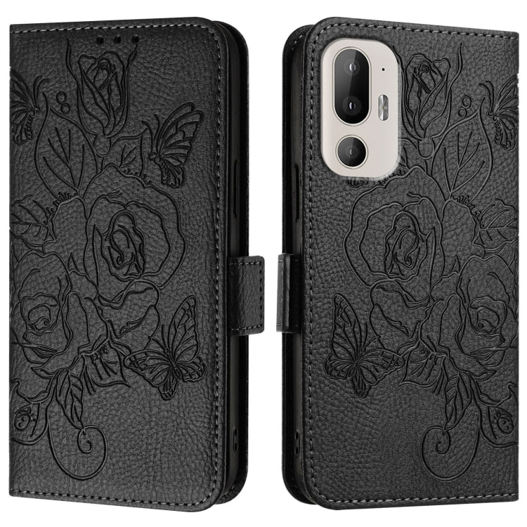 For HTC U24 Pro Embossed Rose RFID Anti-theft Leather Phone Case