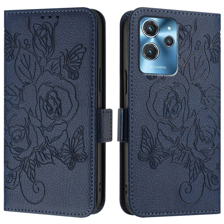 For Oukitel C32 Embossed Rose RFID Anti-theft Leather Phone Case