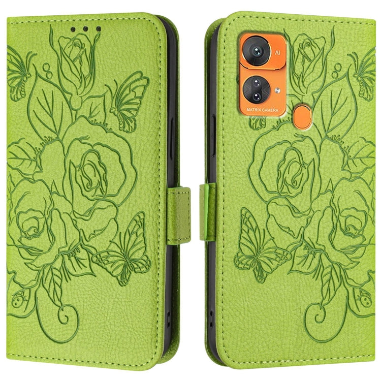 For Oukitel C33 Embossed Rose RFID Anti-theft Leather Phone Case