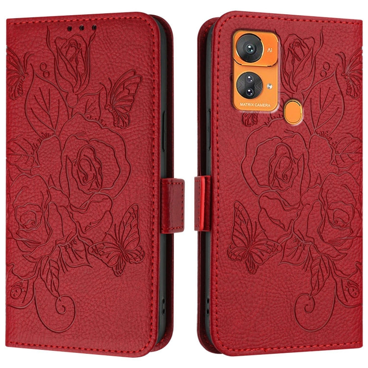 For Oukitel C33 Embossed Rose RFID Anti-theft Leather Phone Case