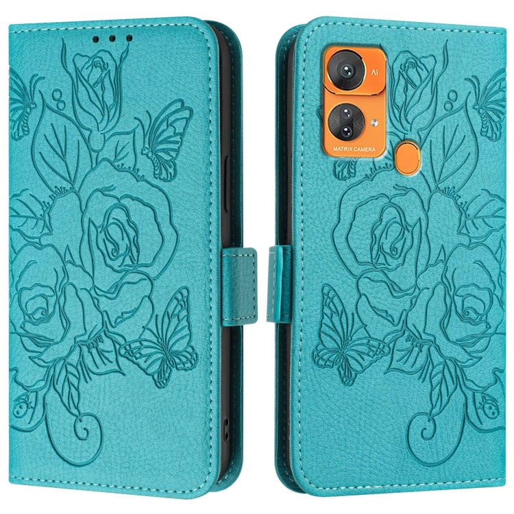 For Oukitel C33 Embossed Rose RFID Anti-theft Leather Phone Case