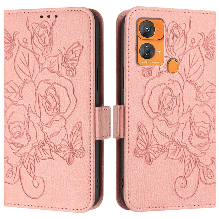 For Oukitel C33 Embossed Rose RFID Anti-theft Leather Phone Case