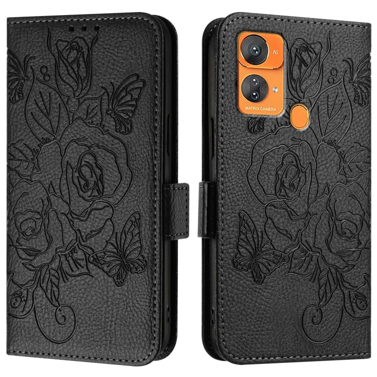 For Oukitel C33 Embossed Rose RFID Anti-theft Leather Phone Case