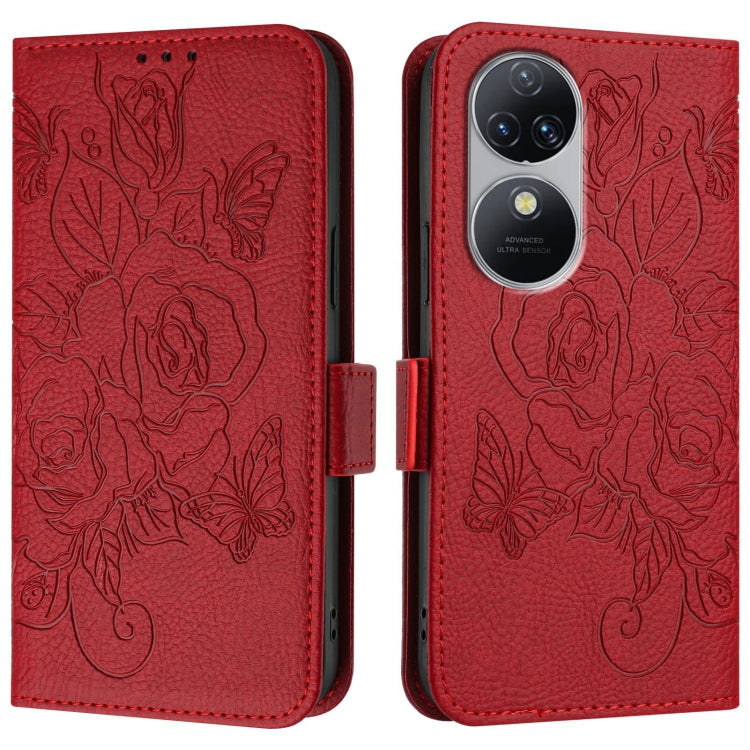 For Oukitel C38 Embossed Rose RFID Anti-theft Leather Phone Case