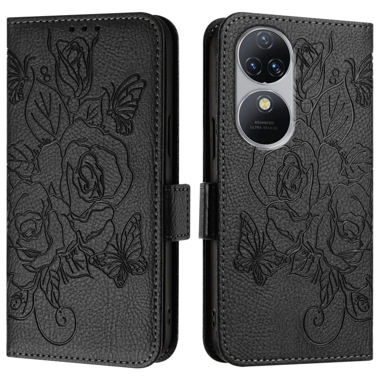 For Oukitel C38 Embossed Rose RFID Anti-theft Leather Phone Case