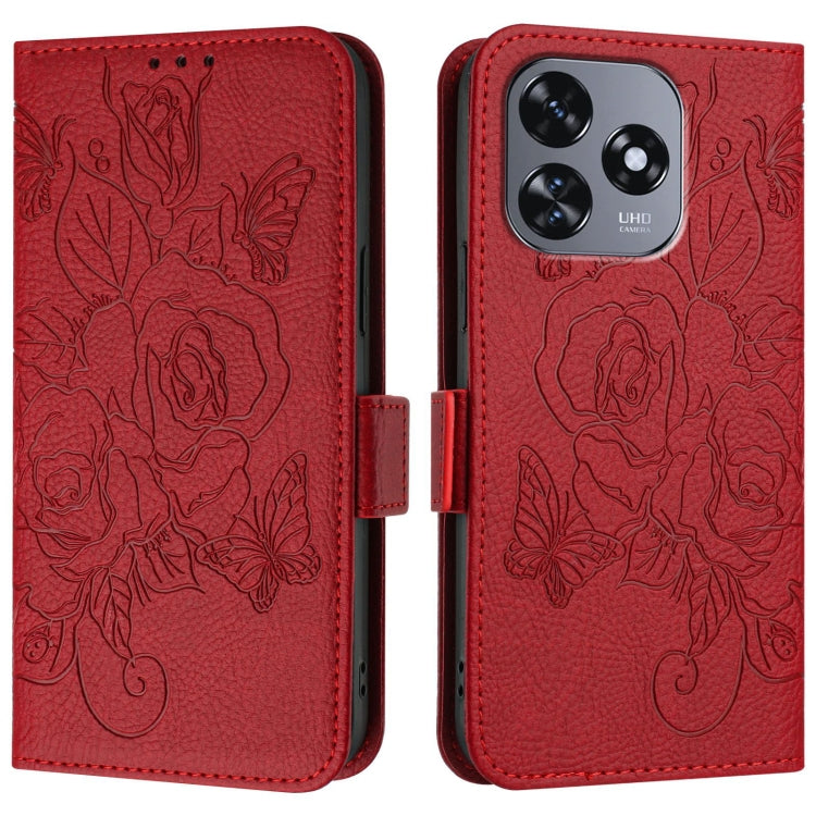 For Oukitel C51 Embossed Rose RFID Anti-theft Leather Phone Case