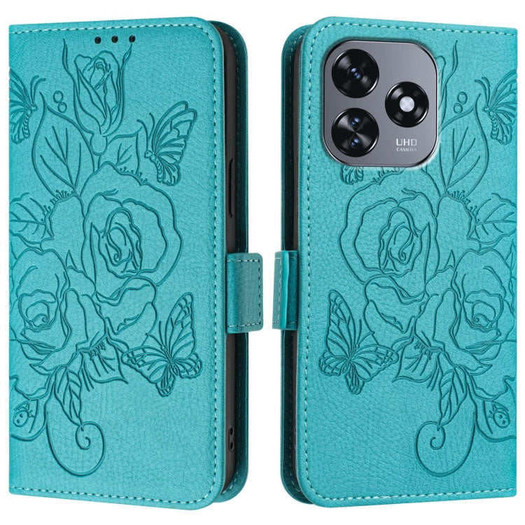 For Oukitel C51 Embossed Rose RFID Anti-theft Leather Phone Case