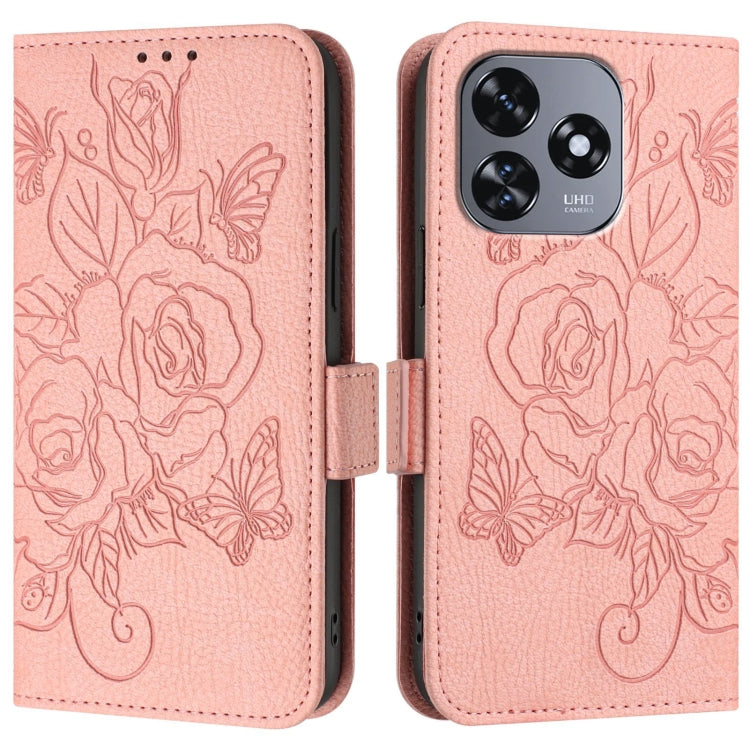 For Oukitel C51 Embossed Rose RFID Anti-theft Leather Phone Case