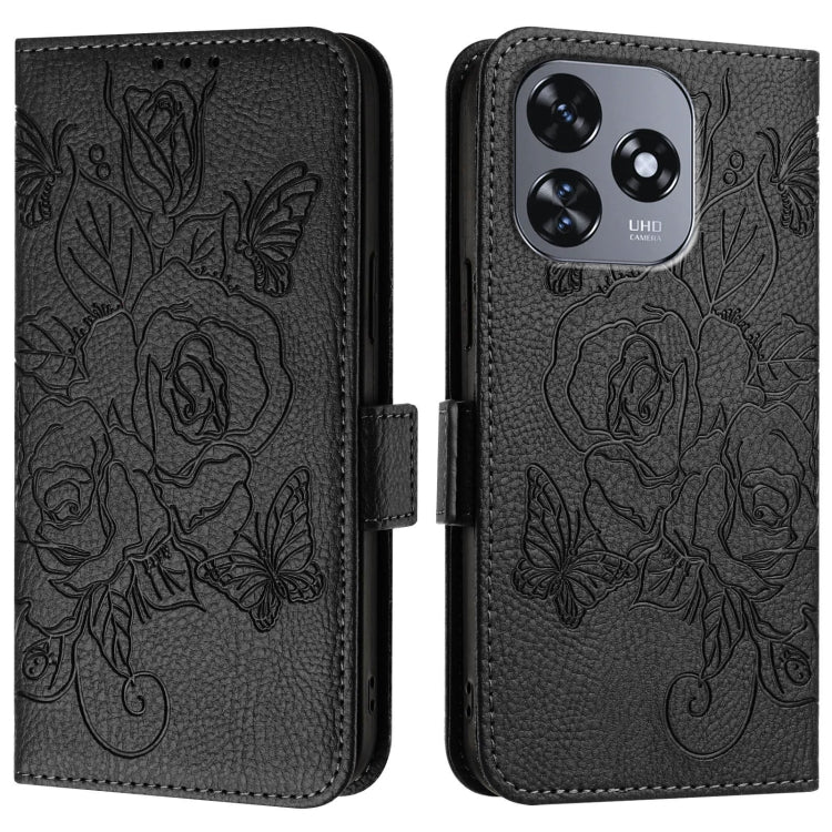 For Oukitel C51 Embossed Rose RFID Anti-theft Leather Phone Case