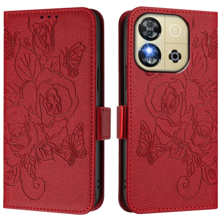 For Oukitel C57s Embossed Rose RFID Anti-theft Leather Phone Case