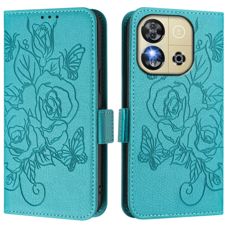 For Oukitel C57s Embossed Rose RFID Anti-theft Leather Phone Case