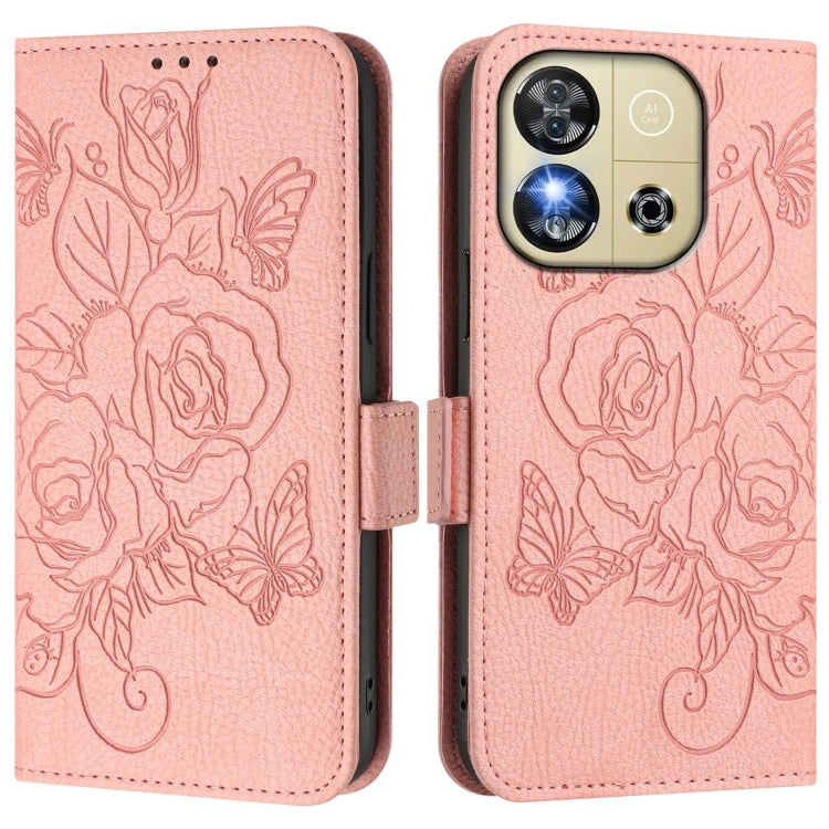 For Oukitel C57s Embossed Rose RFID Anti-theft Leather Phone Case