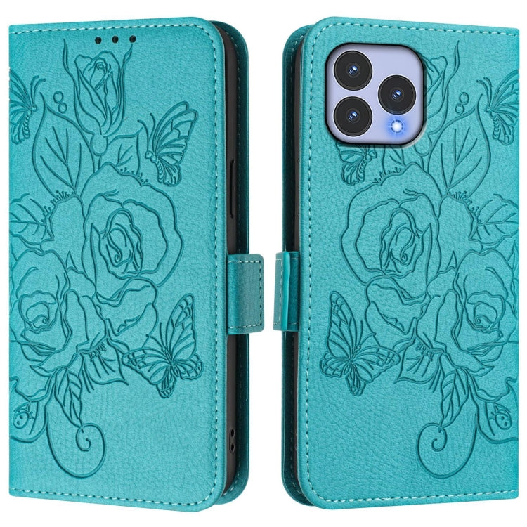 For Wiko T60 / Cubot P80 Embossed Rose RFID Anti-theft Leather Phone Case