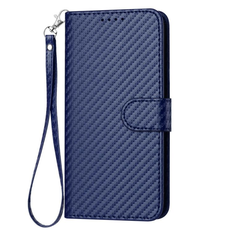 For Redmi 13 4G YX0070 Carbon Fiber Buckle Leather Phone Case with Lanyard