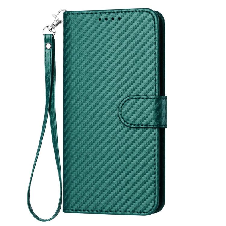 For Redmi 13 4G YX0070 Carbon Fiber Buckle Leather Phone Case with Lanyard