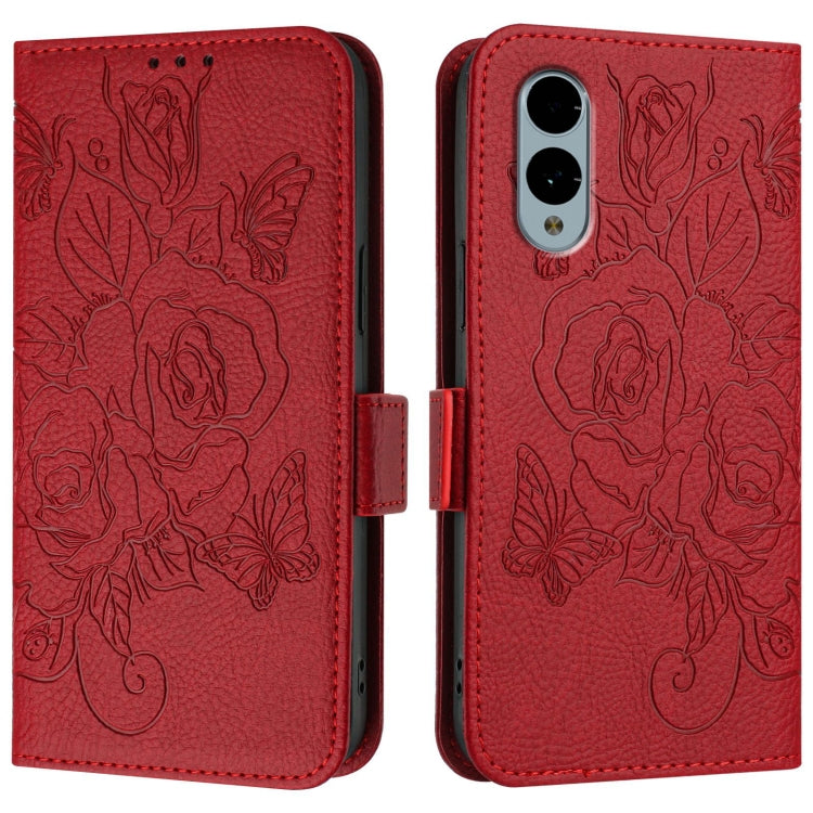 For Fujitsu Arrows We2 Embossed Rose RFID Anti-theft Leather Phone Case