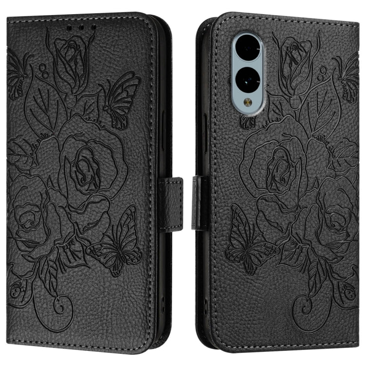 For Fujitsu Arrows We2 Embossed Rose RFID Anti-theft Leather Phone Case