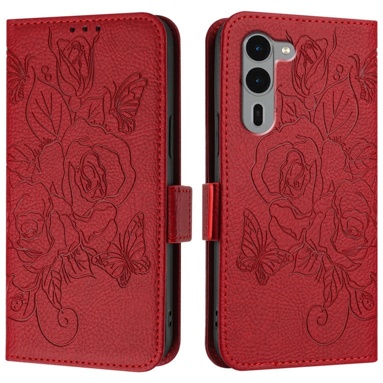 For Fujitsu Arrows We2 Plus Embossed Rose RFID Anti-theft Leather Phone Case