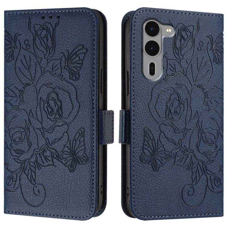 For Fujitsu Arrows We2 Plus Embossed Rose RFID Anti-theft Leather Phone Case