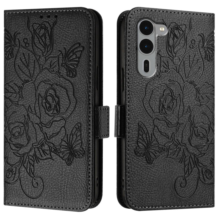 For Fujitsu Arrows We2 Plus Embossed Rose RFID Anti-theft Leather Phone Case