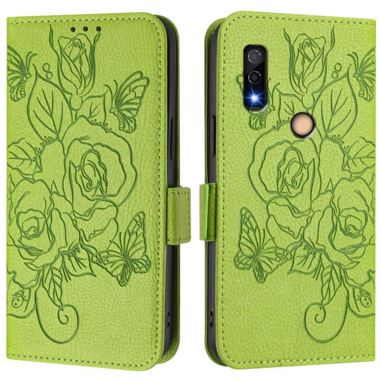 For Fujitsu Arrows We3 Embossed Rose RFID Anti-theft Leather Phone Case