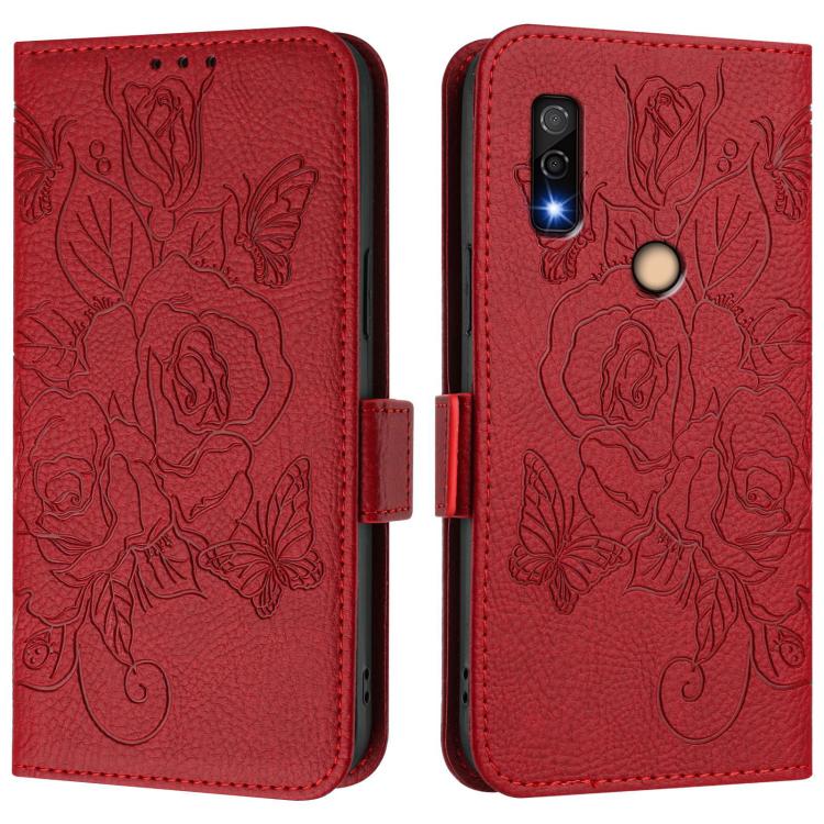 For Fujitsu Arrows We3 Embossed Rose RFID Anti-theft Leather Phone Case