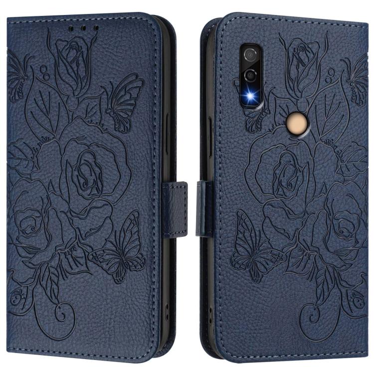 For Fujitsu Arrows We3 Embossed Rose RFID Anti-theft Leather Phone Case