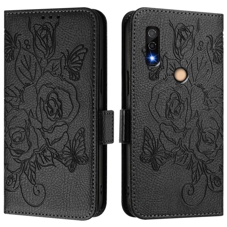 For Fujitsu Arrows We3 Embossed Rose RFID Anti-theft Leather Phone Case