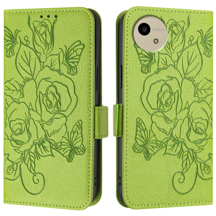 For Sharp Aquos Wish4 Embossed Rose RFID Anti-theft Leather Phone Case