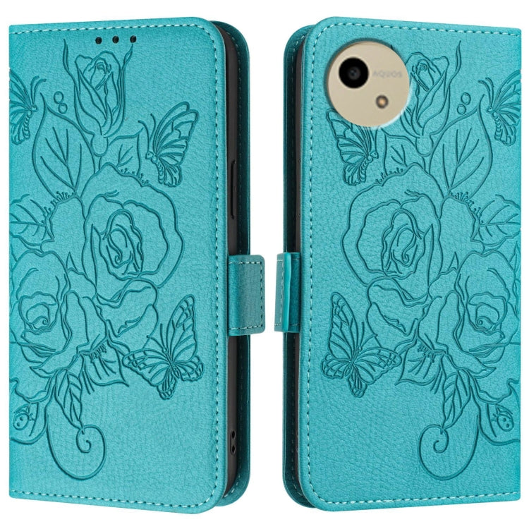 For Sharp Aquos Wish4 Embossed Rose RFID Anti-theft Leather Phone Case