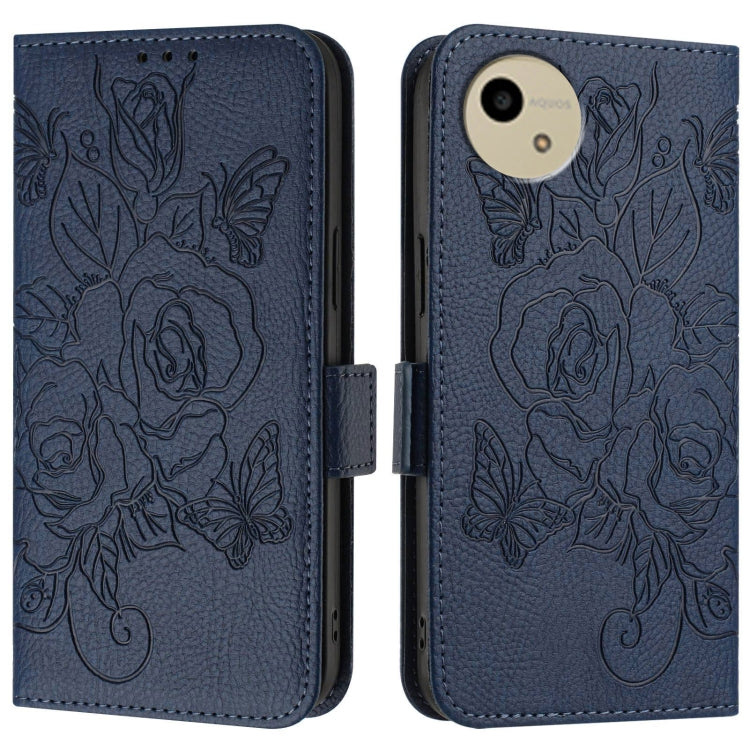 For Sharp Aquos Wish4 Embossed Rose RFID Anti-theft Leather Phone Case