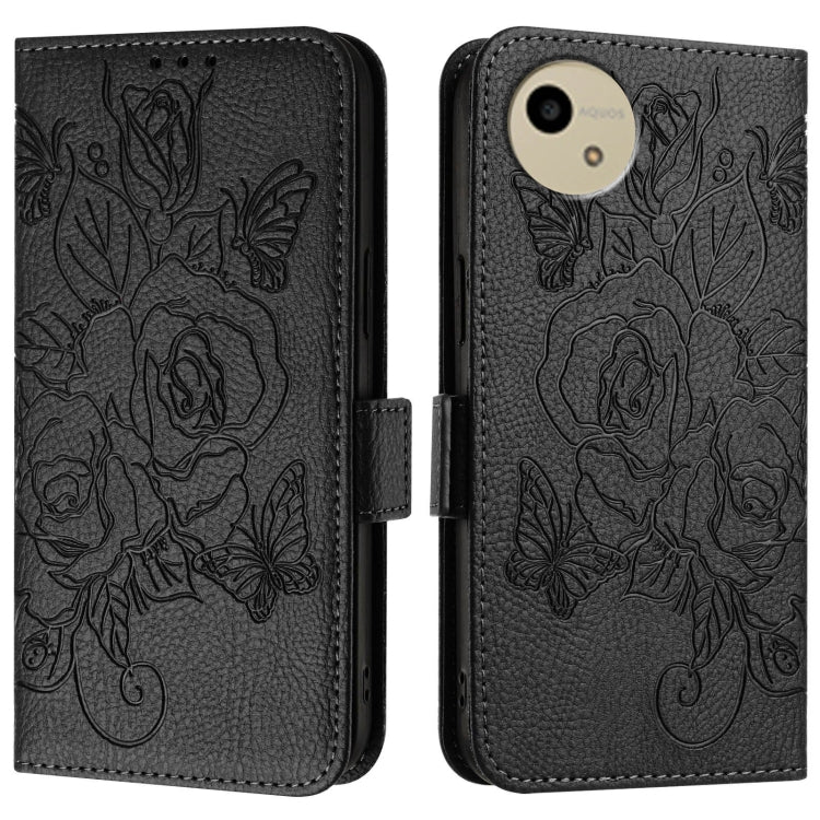 For Sharp Aquos Wish4 Embossed Rose RFID Anti-theft Leather Phone Case