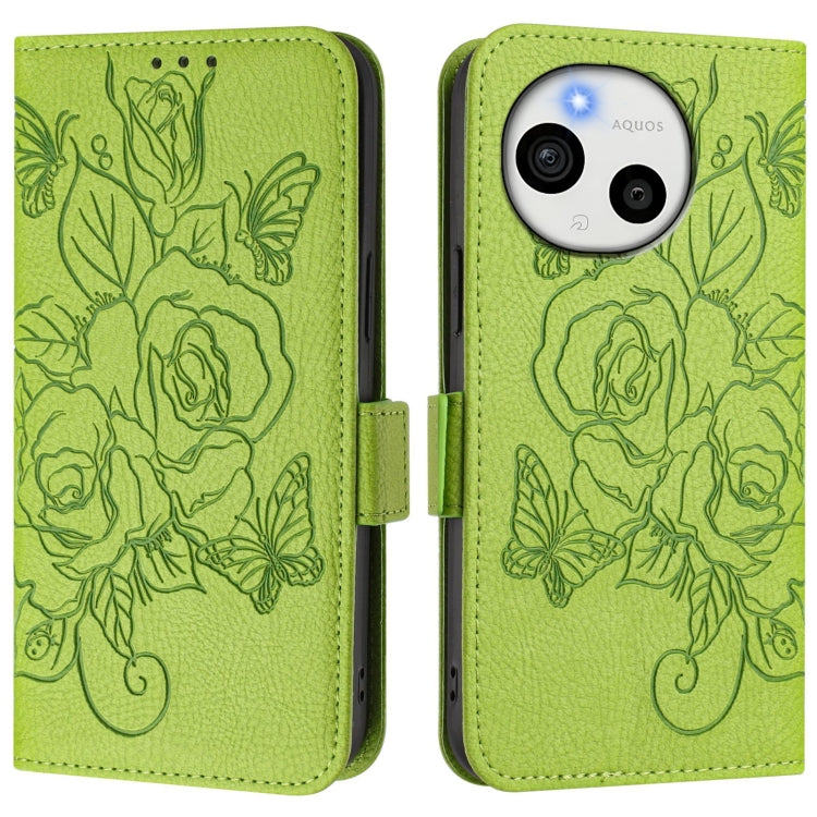 For Sharp Aquos Sense9 Embossed Rose RFID Anti-theft Leather Phone Case